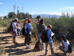 Students learning in the field.